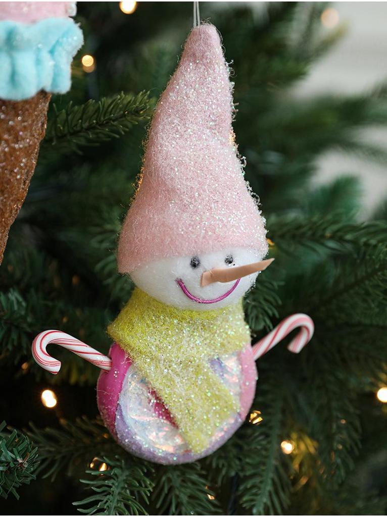 Christmas Ice Cream Cone Snowman Ornament – Cute Pink Decoration for Trees & Venues