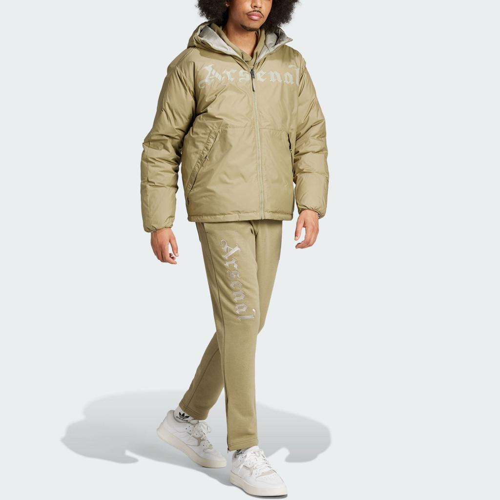 Adidas Arsenal FW24 Sezonowa Dwustronna Ciepła Kurtka Bawełniana Męska Kurtka Zielona Skórzano-Szara IT3916