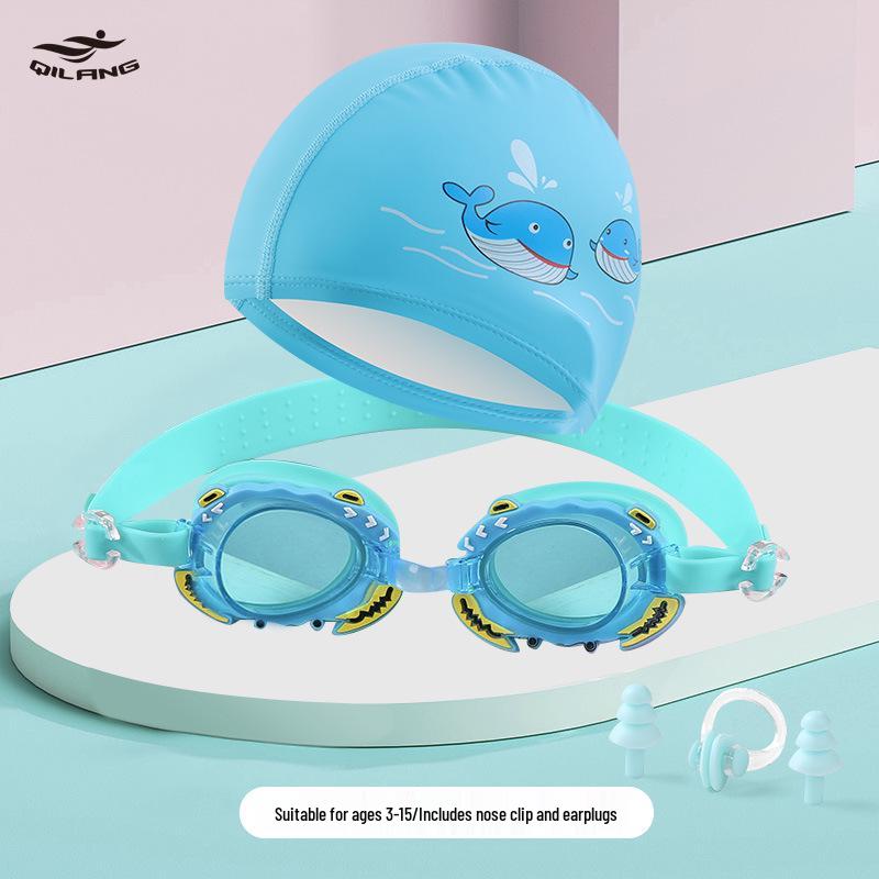 Kids' Cartoon Swim Cap with Waterproof Ear Protection & High Elasticity - Comfortable PU Cap for Boys & Girls, Customizable Logo Available.