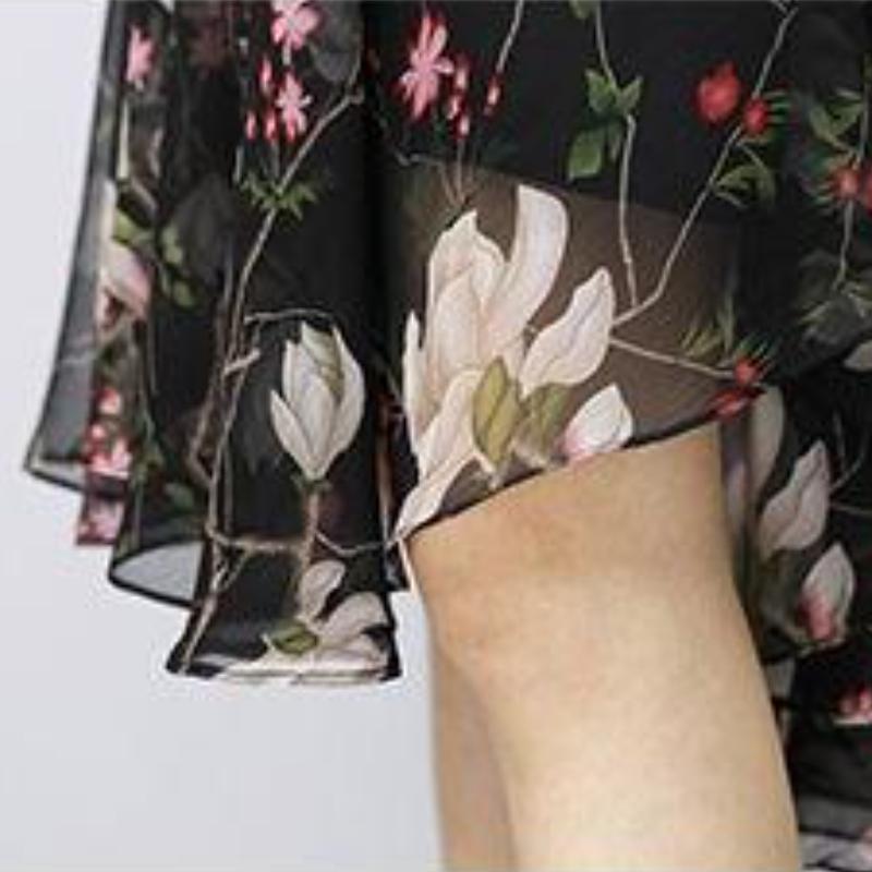 Duża damska sukienka Spódnica wróżki Gruba siostra Szyfonowa spódnica trapezowa Seksowna spódnica z dekoltem w serek Moda Flare Sleeve Swallowtail Spódnica Design Dress