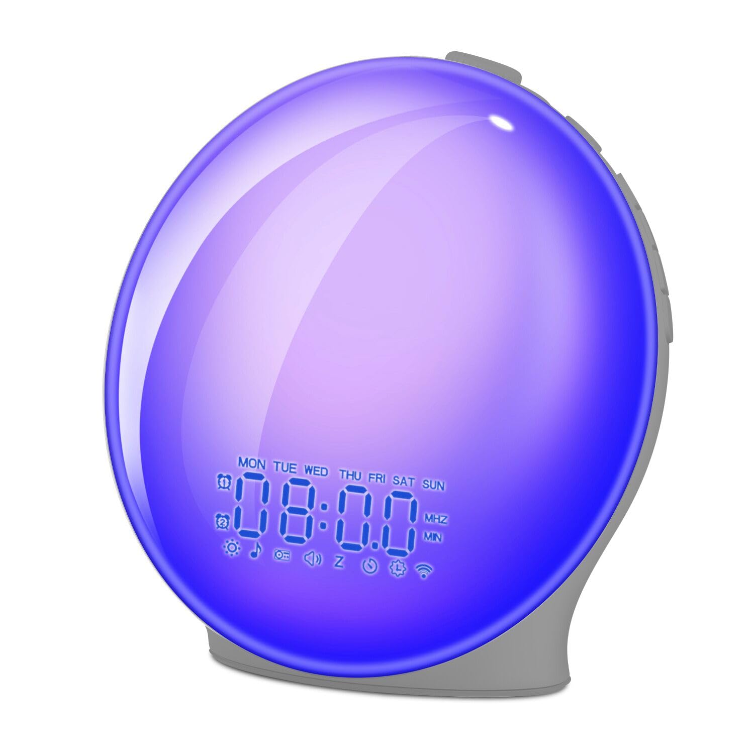 

Alarm Clock with Bluetooth Alarm Sunrise Sunset Full 20 Brightness 8 Nature 16 Volume Snooze FM Radio Bedside Adjustable Suitable for Rooms and слонова кістка