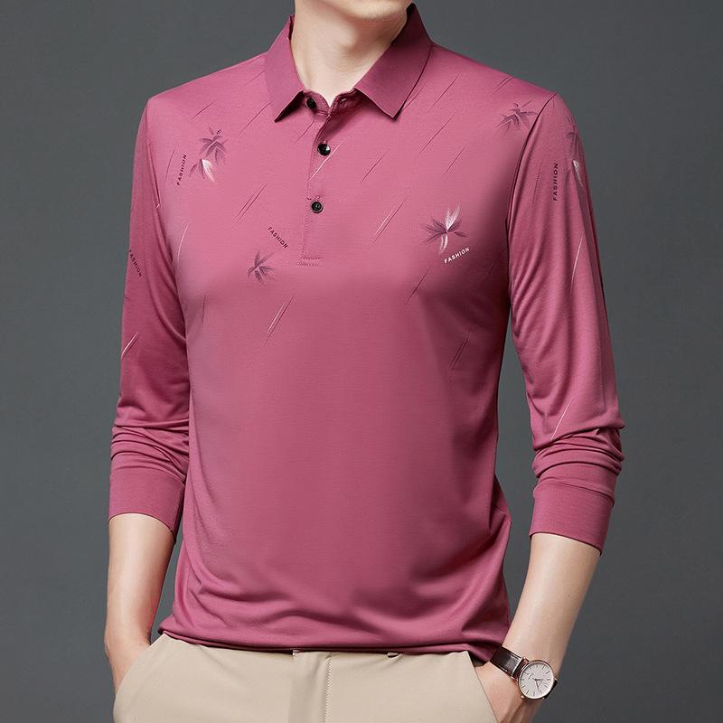 Herren T-Shirt Frühling und Herbst Neu Mittleren Alters Business Casual Langarm Revers Papa Poloshirt