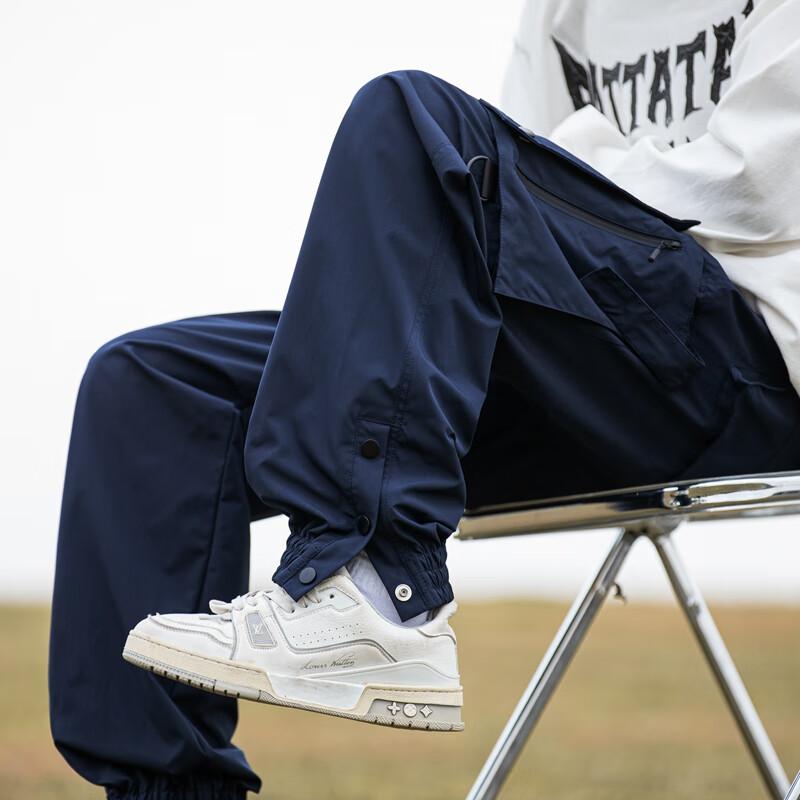 Homlean Trendige Lässige Wanderhosen für Herren, Frühjahr Outdoor Radsport Cargo Locker Sitzende Jogginghosen, HT05 Marineblau 4XL