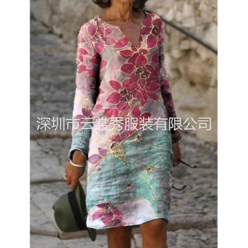 BITCED Fashion Autumn Winter Long Sleeve V-Neck Casual Dresses
