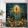 Cortina de Ducha Floral de Mariposas Vintage Libélula Flor Luna Planta Calavera Bruja Magia Decoración Bañera