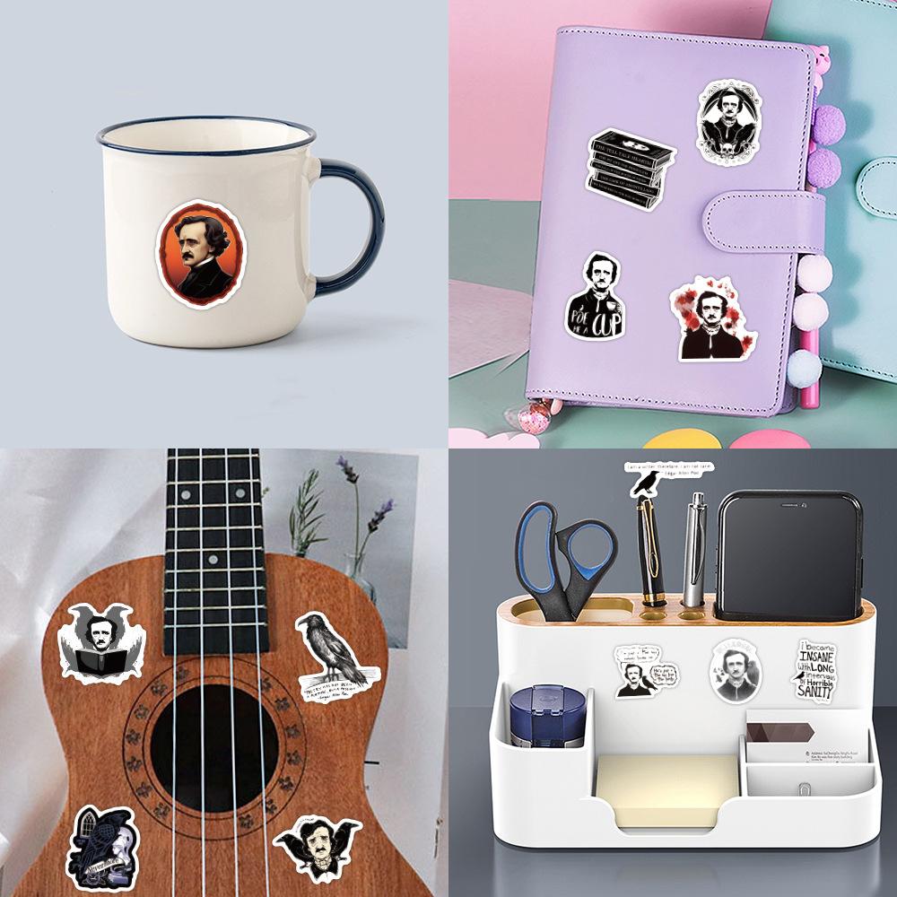 60 New Edgar Allan Poe Graffiti Stickers Decorate Notebook Suitcase Personalized Stickers