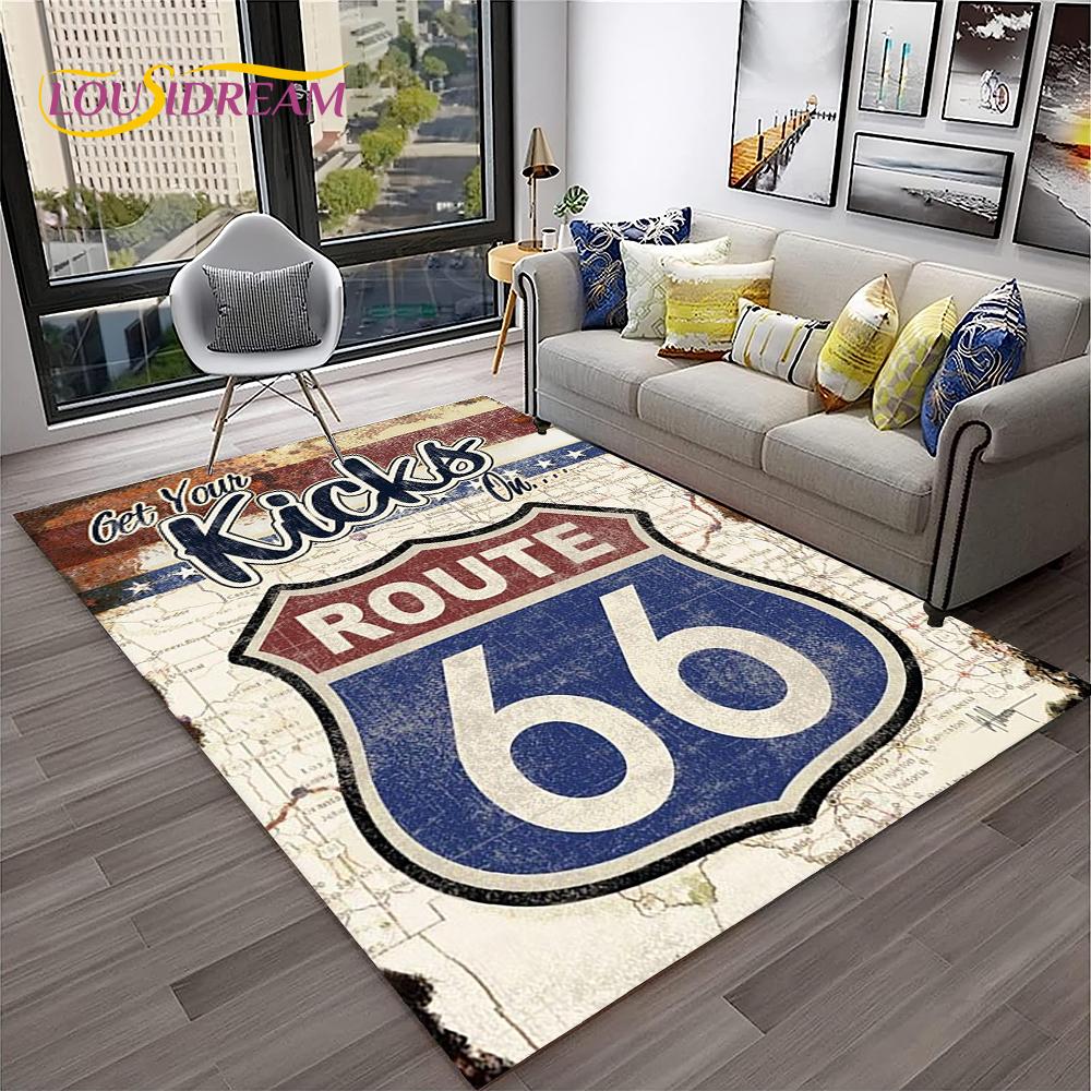 Mother Road,Historic Route 66,mãe Estrada Carpet Rug for Home Living Room Bedroom Sofa Doormat Decor,Area Rug Non-slip Floor Mat