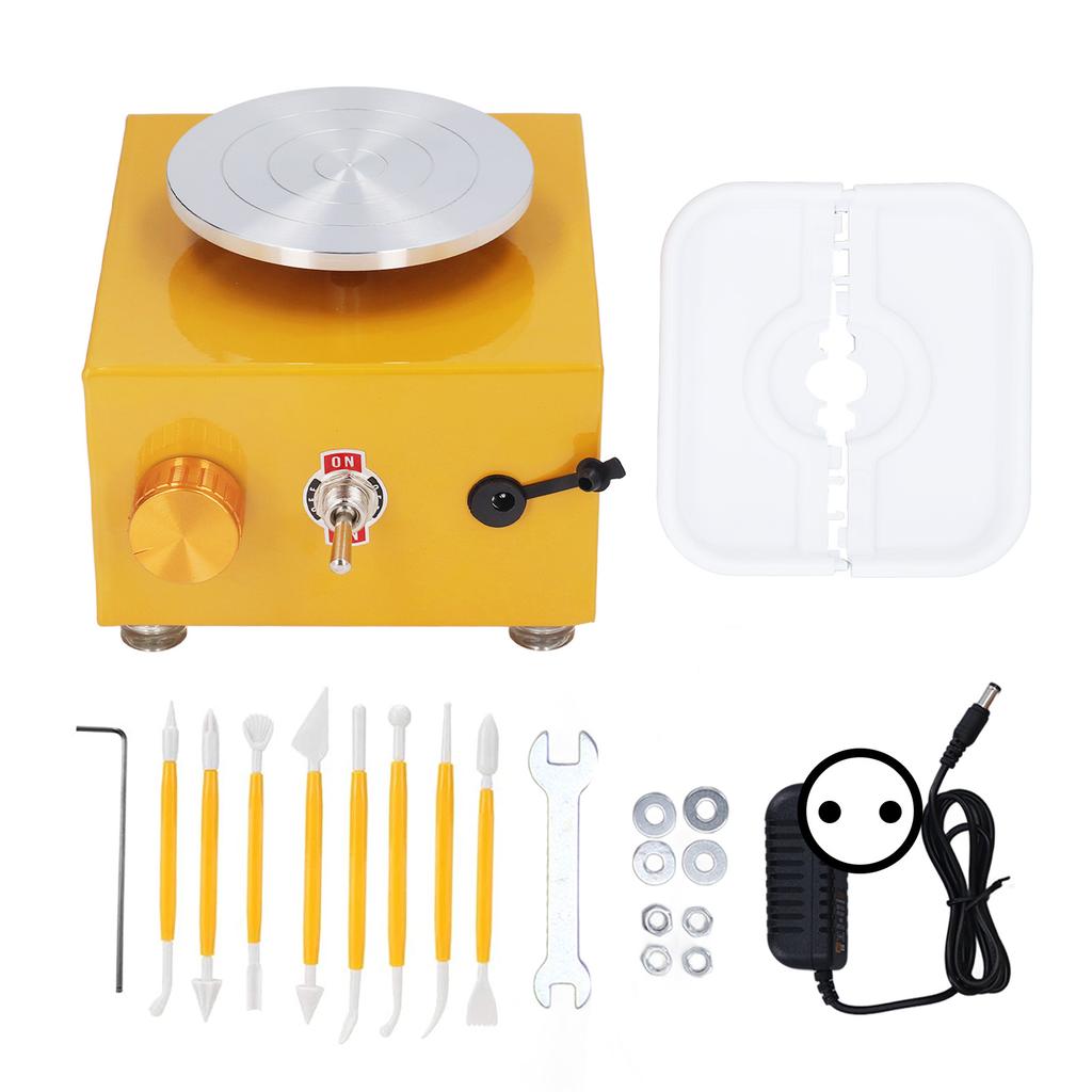 Mini Tornio per Ceramica Mini Tornio per Ceramica Macchina Piccola Ruota Rotante in Miniatura 100‑240V Piatto Rotante Antiruggine per Insegnamento Scolastico