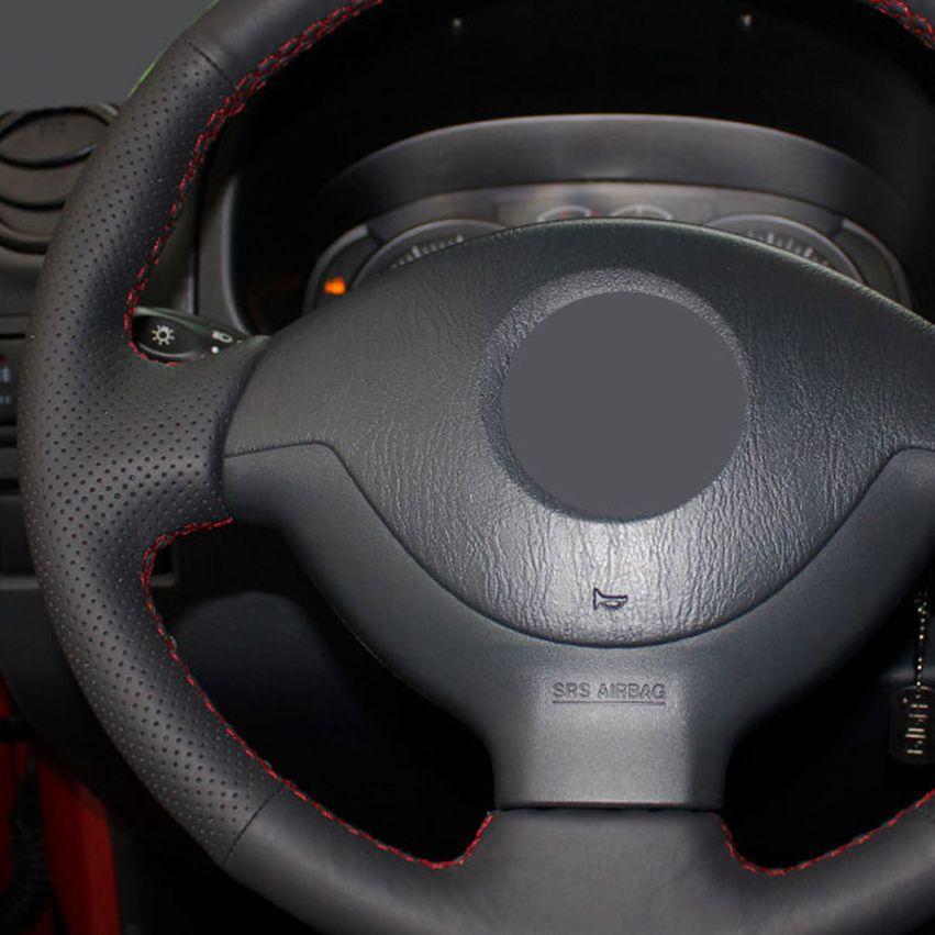 Black Artificial Leather Steering Wheel Cover Hand-stitched Car Steering Wheel Cover for Suzuki Jimny 2007-2012