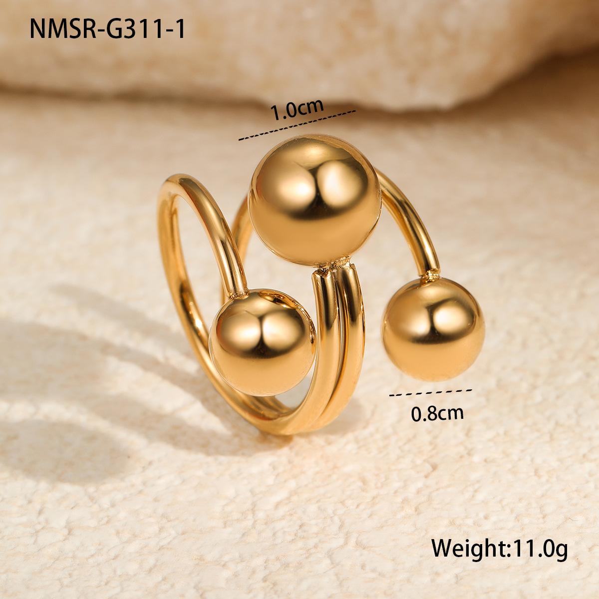 GEMCHIC Women s Fashion Titanium Steel Color Block Three Ball Adjustable Open Ring
