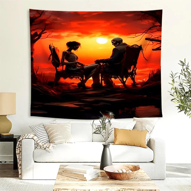 

Romantic Sunset Couple Tapestry Heartwarming Scene Design Ideal for Bedroom or Living Room Decor Large Wall Hanging Artwork 74x94cm(29x37in)