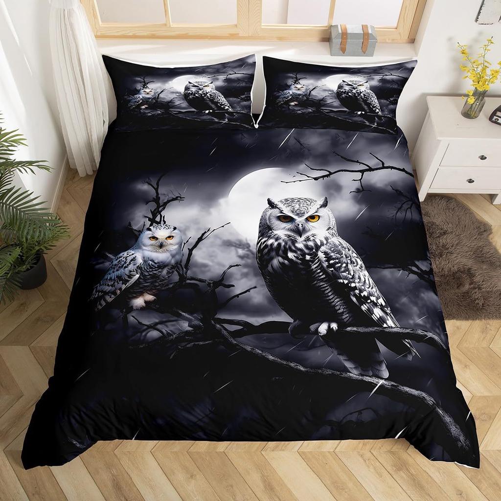 Moon Owl Duvet Cover Set Moon Owl Bedding Set Adult Boy Girl Bedroom Decoration Single Double Large Size Gift
