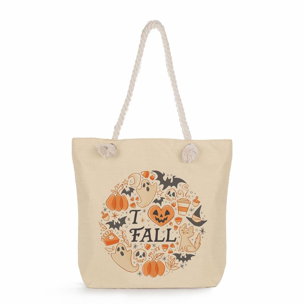 Sac de plage à bandoulière unique en corde épaisse avec imprimé lapin créatif 7247 CLE