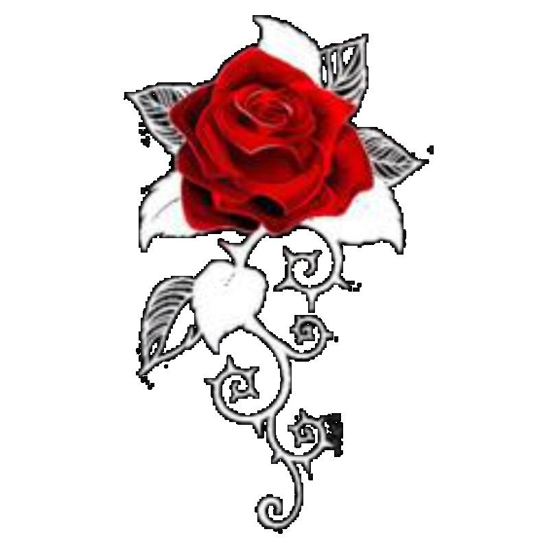 Women's Short-Sleeve T-Shirt with Red Rose and Silver Line Pattern Art Print