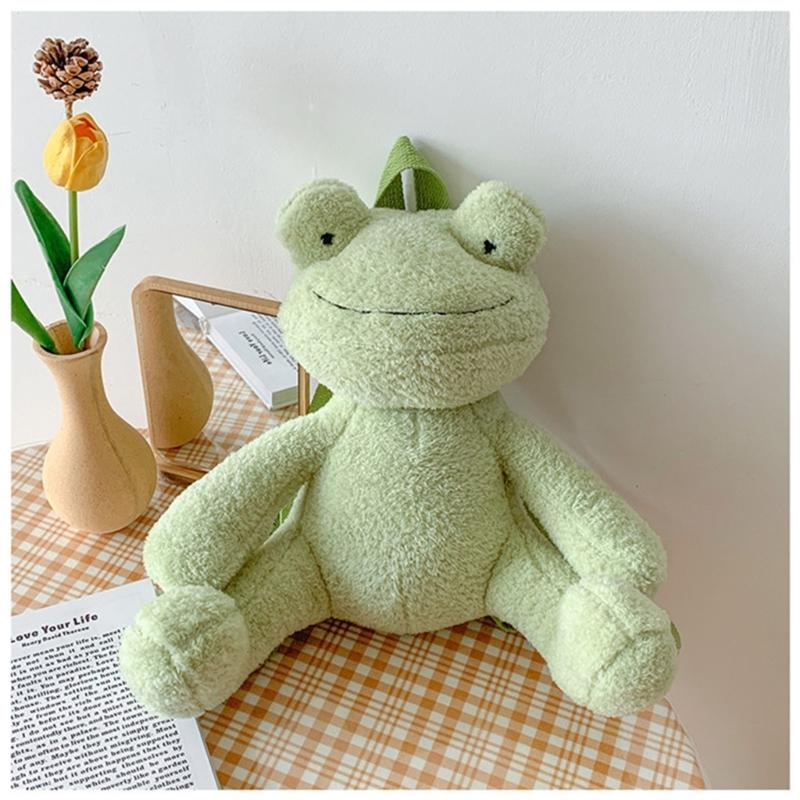 Small Frog Shaped Backpack Cute Plush Bag Cartoon Preschooler Book Bag Animal Backpack For Kid Girl Chritmas Gift