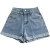 Youthful Vitality Comfortable Skinny Fashionable and Versatile Denim Shorts Female Ultra-high Waist Summer Loose Thin Straight A-line Rolled Pants