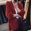 Women's European Thick Knit V-Neck Wool Cardigan Sweater