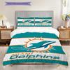 Miami Dolphins Pattern Bedding Quilt Set Quilt Cover Pillowcase Home Decoration Birthday Gift (1 * duvet cover + 2 * pillowcase, without core)