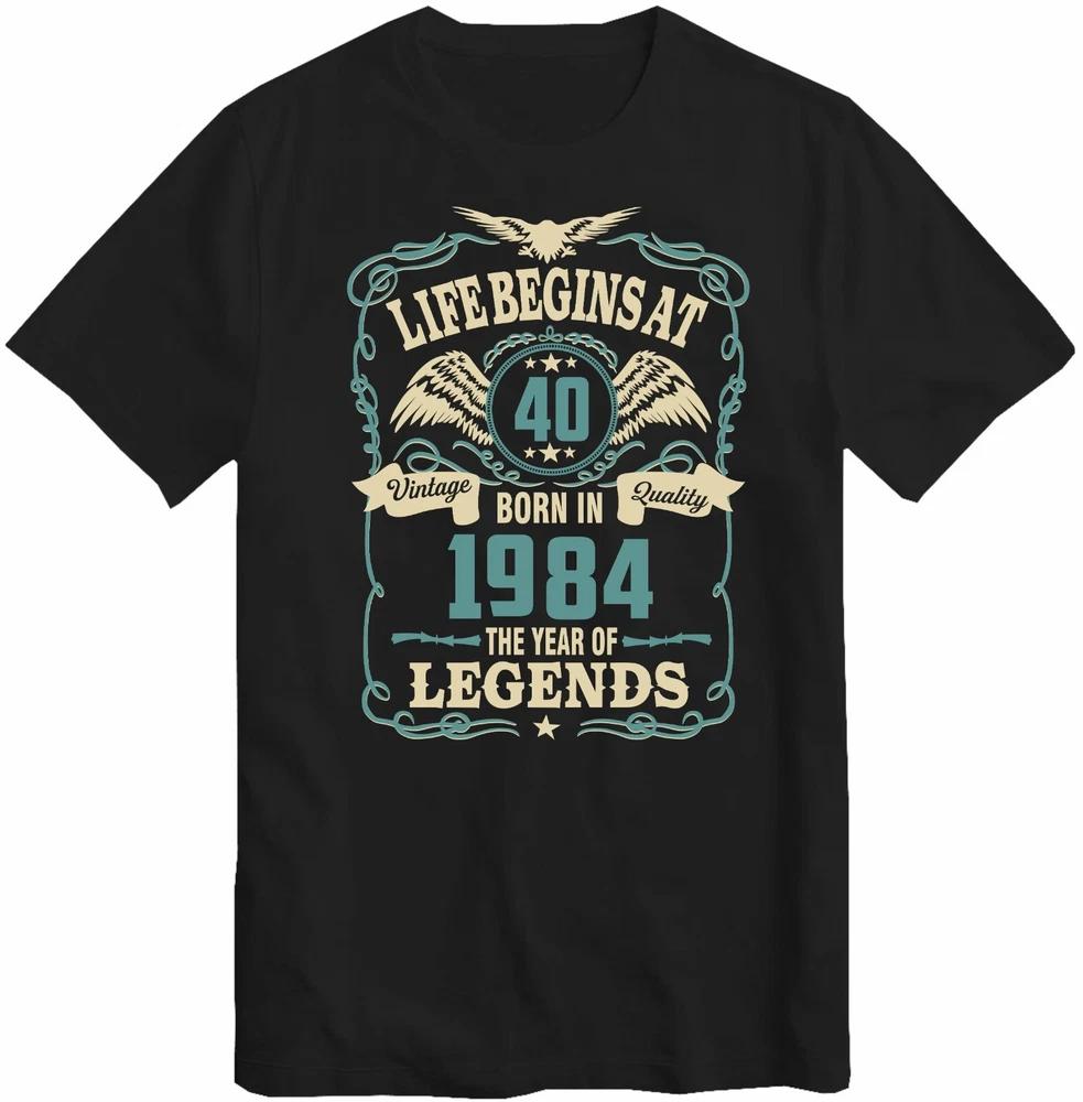 Unisexs 40th Birthday Tshirt Life Begins At 40 Born In 1984 Birthday Tee Top Gift S