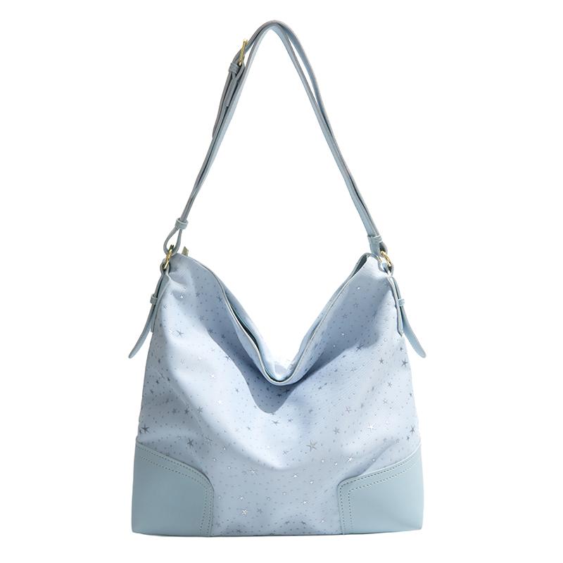 

Print Pattern Tote Bag with Star Design Large Capacity Shoulder Bag for Daily Use and Fashion Outfits синий