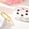 2PCS/set Stainless Steel Bracelet Clover Bracelets Woman Stacking 18K Gold Plated Tennis Bangle Fashion Jewelry Christmas Gifts