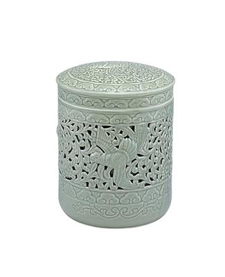 Seto Ware Openwork Phoenix Urn (Green Celadon) [2.3 Inches]  Buddhist Altar Supplies, Home Memorial Urn