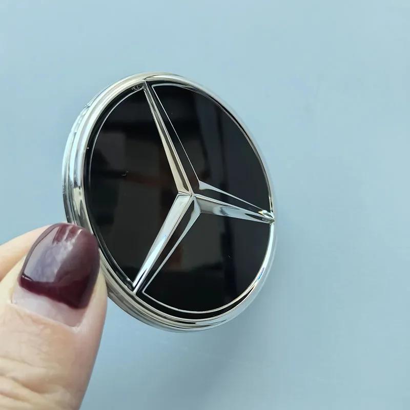 

Hot Car Sticker 52mm 57mm Black Solid 3D & Inside Mirror Star Badge Logo Car Emblem for Mercedes Benz Steering Wheel Center Cap steering wheel cap