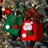 Christmas Felt Gift Bags, Santa Tree Patterned Handheld Bags, Festive Xmas Candy Cookie Treat Bags for Party Favors Decor