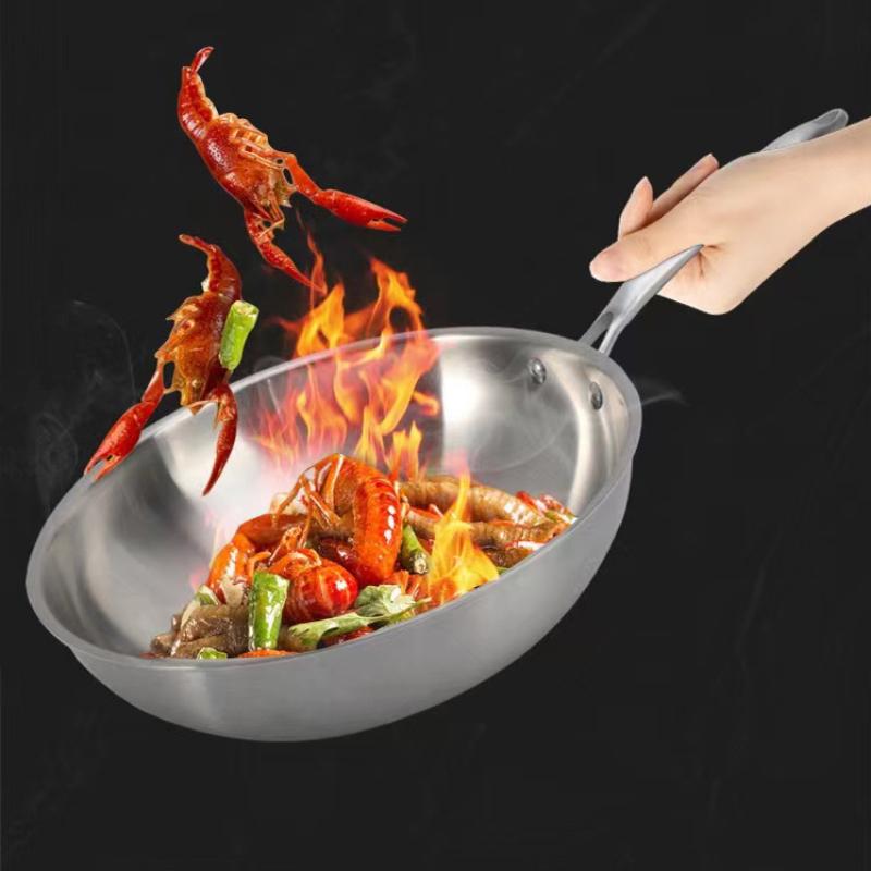 Stainless Steel Frying Pan, NonStick Pan Fried Steak Pot  Uncoated Kitchen Cookware For Gas Stove and Induction Cooker