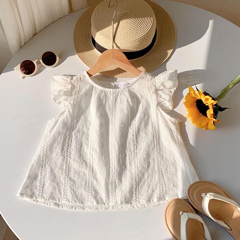 

Girls Korean-Style Ruffle Lace Trim Tank Top, Summer 2025 Sleeveless Design 150 cm