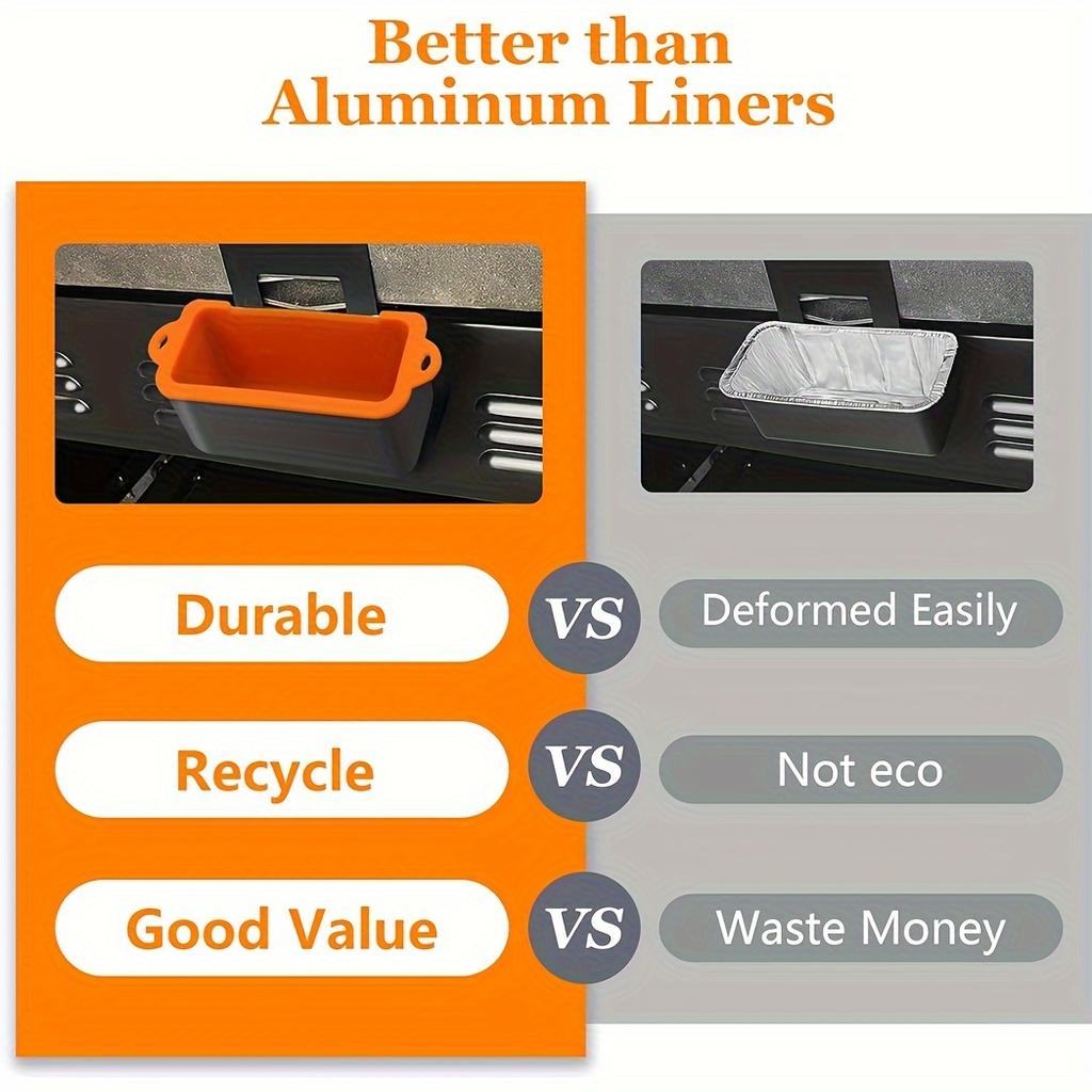 Silicone Grease Cup Liner for Blackstone Grill - Reusable, Drip Pan Design, Easy-to-Clean, Heat-Resistant, Ideal for Griddle Rear Grease Collection