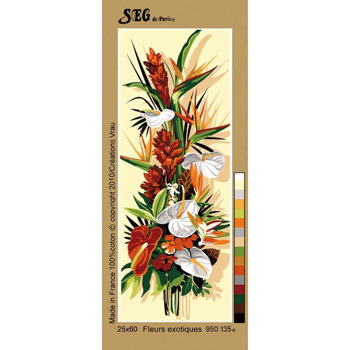 Canevas antique Fleurs exotiques 25x60cm
