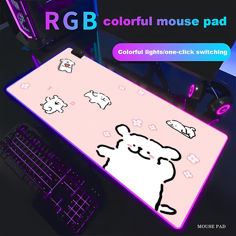 

RGB Kawaii Line Dog 90x40 Mousepad Gaming Compute Gamer Keyboard Mouse Mat Soft Mats Rubber Washable Non-slip Based PC HYBXAXC RGB600x300x3mm