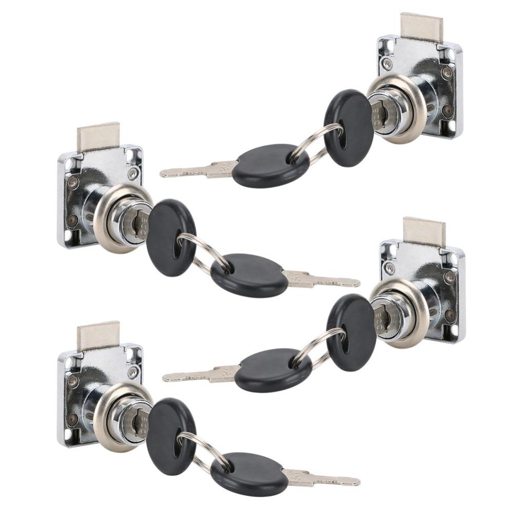 4pcs Durable Drawer Lock with Key Keyed Alike Cylinder Drawer Lock Security Cabinet Cam Lock Office