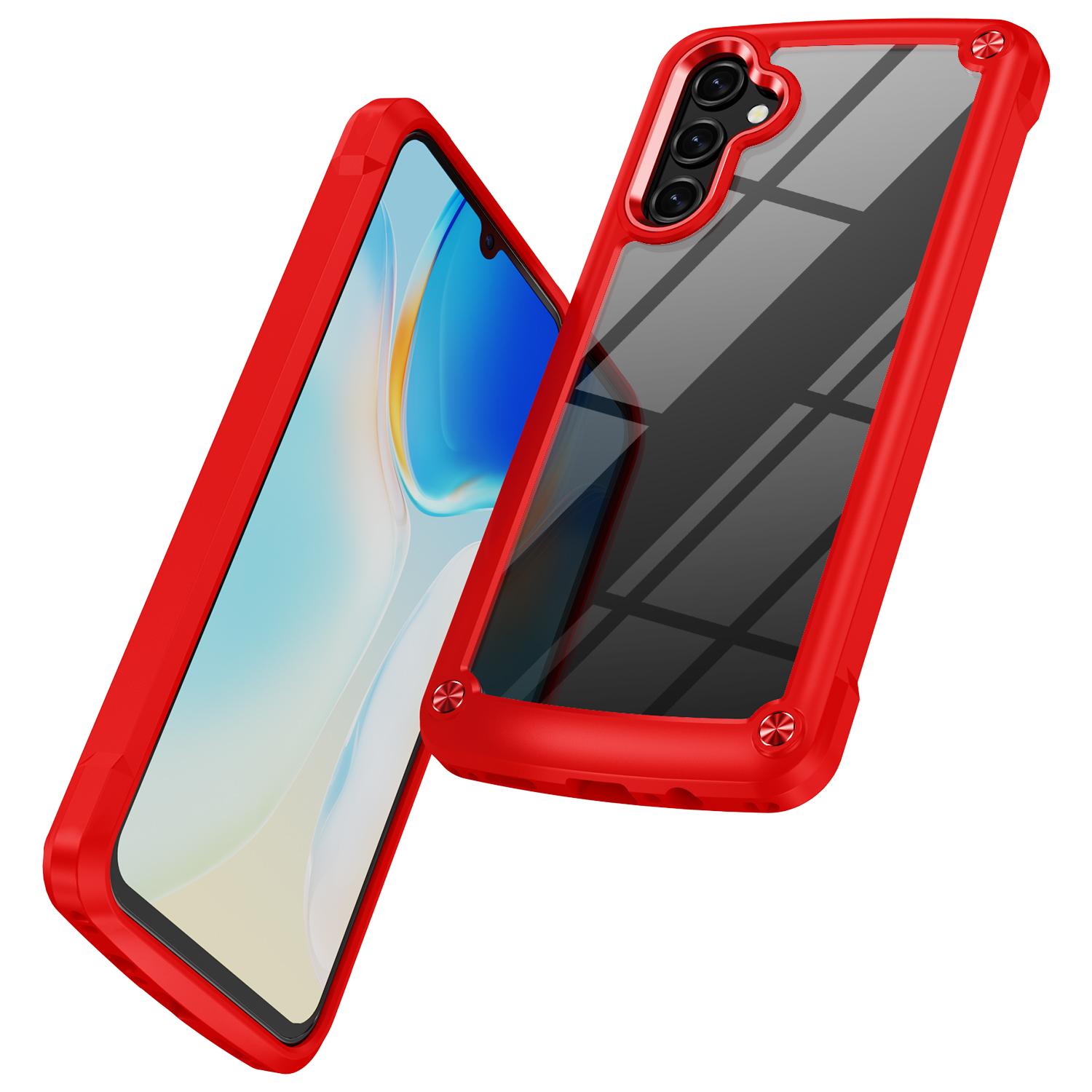 

For Samsung Galaxy A14 5G/A14 4G Anti-drop Protective Cover PC+TPU Electroplating Anti-scratch Phone Back Case Red