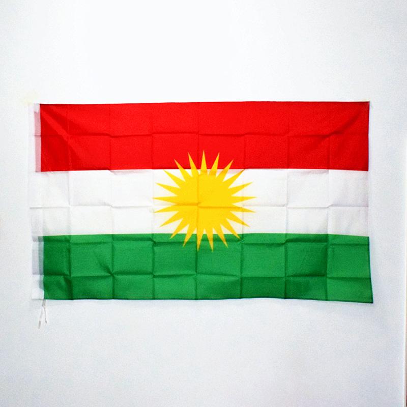 Bandeira Curda 90x150cm Bandeira do Curdistão 3x5 Pés Poliéster Bandeira Nacional de País - Alta Qualidade Decoração para Jardim Quintal Exterior