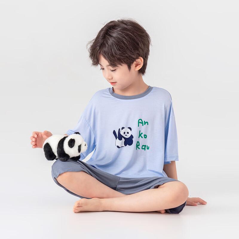 Boys  Summer Soft & Stretchy Print T-shirt & Shorts Pajama Set 130