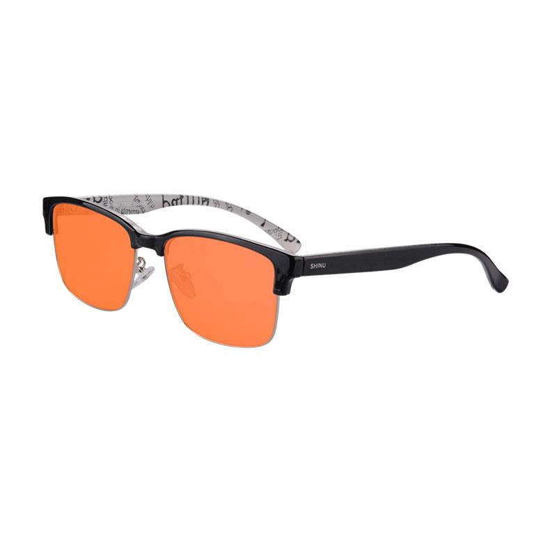 Better Sleep Glasses Red Orange Lens Nighttime Blue Light Filter Glasses for Men Improve Insomnia Square Eyeglasses for Men