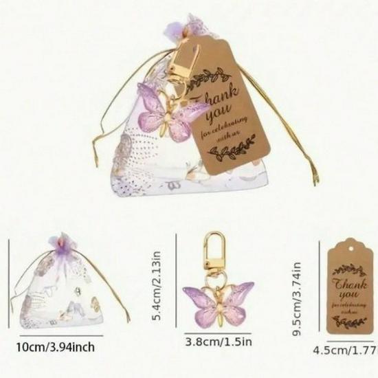 Purple Butterfly Acrylic Keychain Set - Ideal for Parties, Birthdays, and Weddings фиолетовый