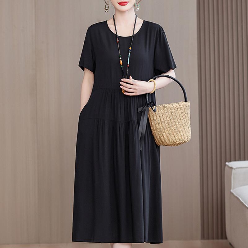 Eleganti abiti da donna estivi larghi a maniche corte taglie forti casual lunghi abiti per le donne abbigliamento vintage