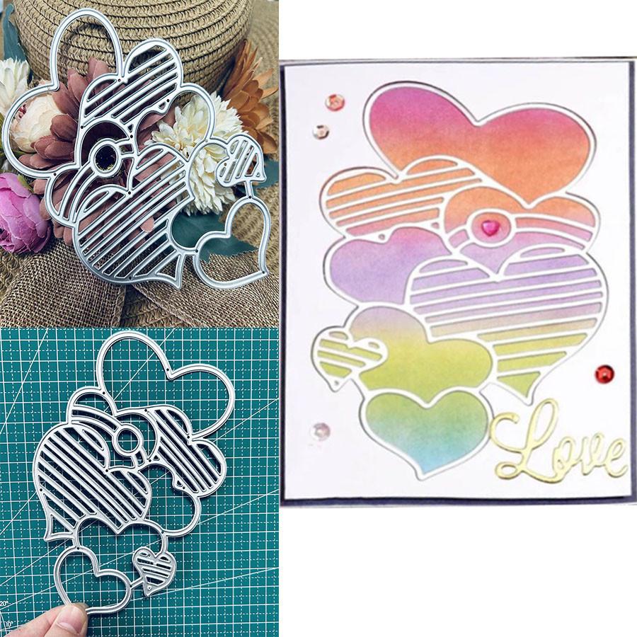 Love Heart Groups Metal Cutting Dies DIY Scrapbooking Embossing Paper Photo Album Crafts Templates Mould Stencils