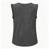 Damen Casual Tops Gerüschte Ärmellose Tops Lockere V-Ausschnitt Hemden Plissiertes Tanktop