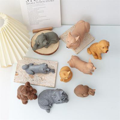 Moule à Bougie Silicone Chien Chat Multi Styles 3D DIY Mignon Chat Queue Bouclée Animaux Domestiques Schnauzer Shiba Inu Décoration Maison Cadeaux