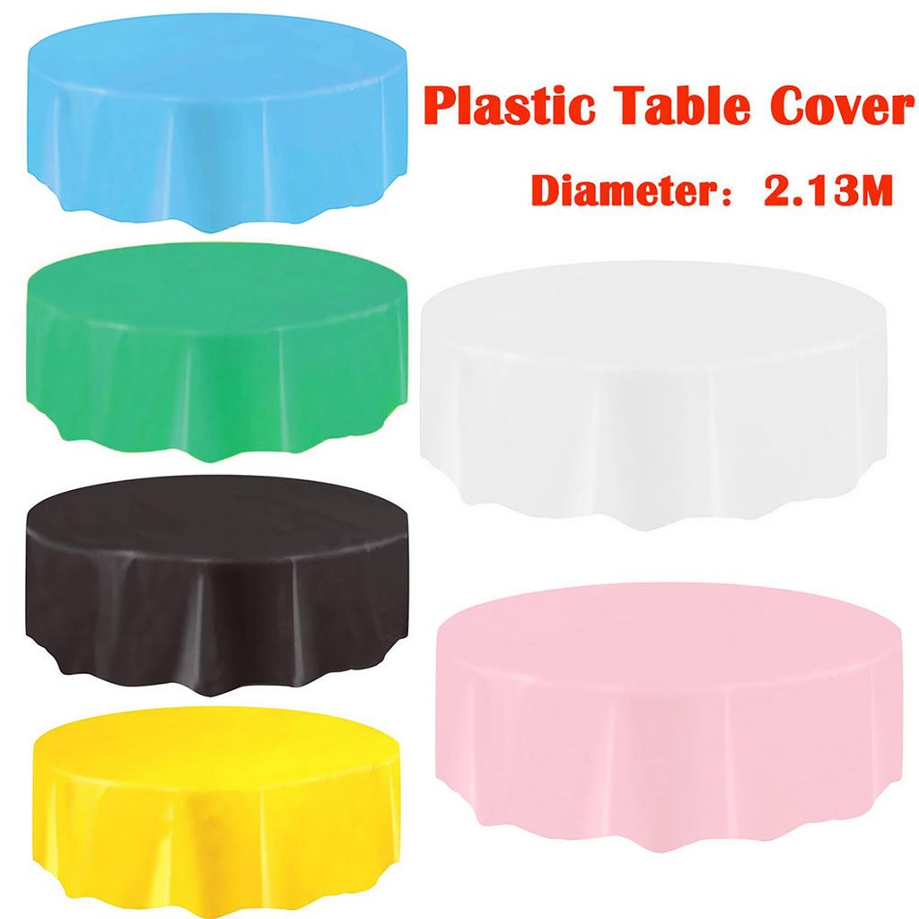 Large Plastic Circular Table Cover Cloth Wipe Clean Party Tablecloth Covers
