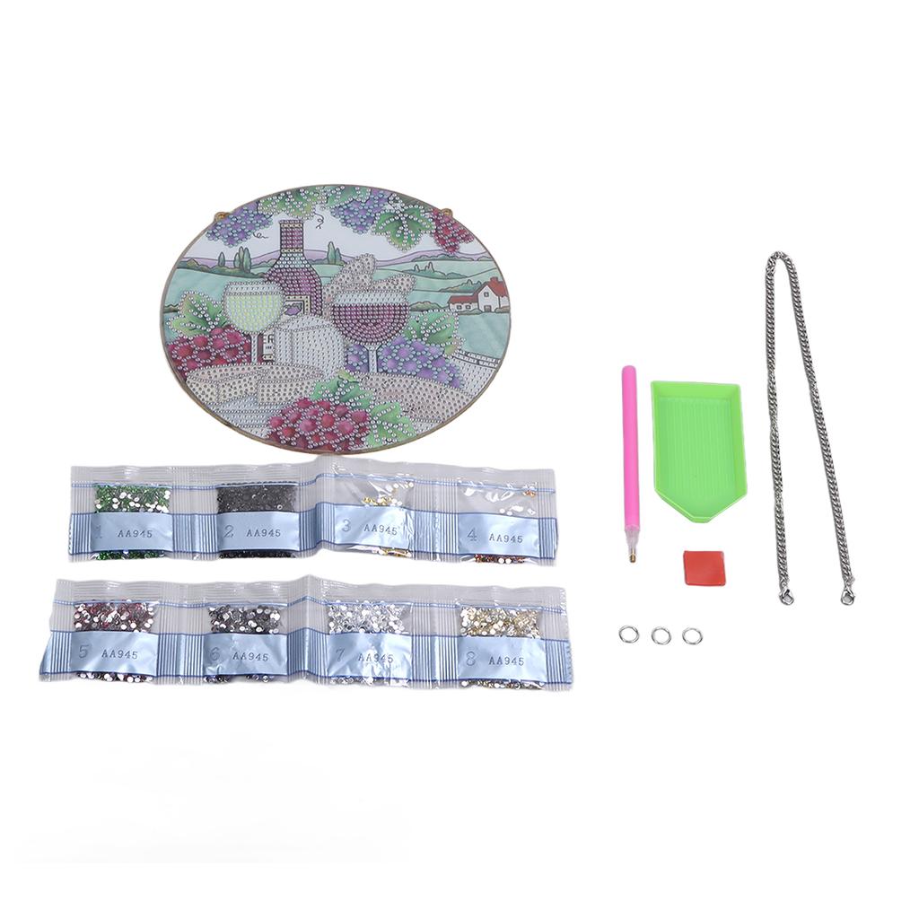 Rhinestone Painting Ornament Outdoor Picnic Wine Pattern Vivid Waterproof DIY 5D Rhinestone