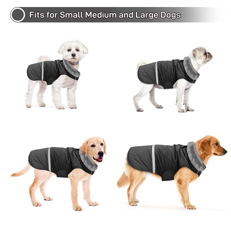 Benepaw Warm Fleece Collar Dog Coat Jacket Reversible Winter Dog Clothes Waterproof Puppy Clothing For Small Medium Large Dogs