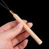 5pcs/set Professional Threader Pulling Needle Wooden Handle Hair Extensions Loop  for Human Hair
