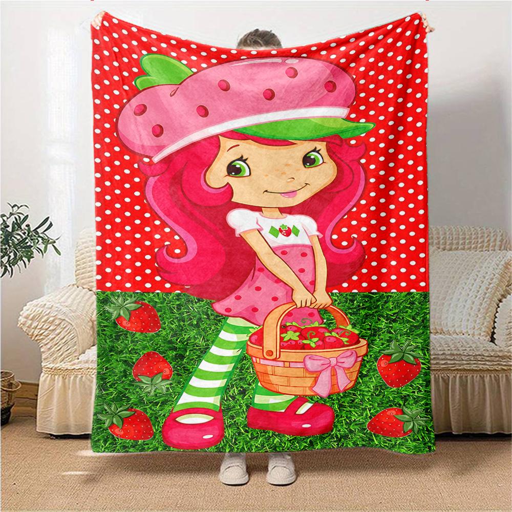 1Pc Strawberry Party Invitation Blanket For Couch Bed Plush Cozy Fuzzy Blanket Super Soft Warm Blankets For Fall And Winter 0918254