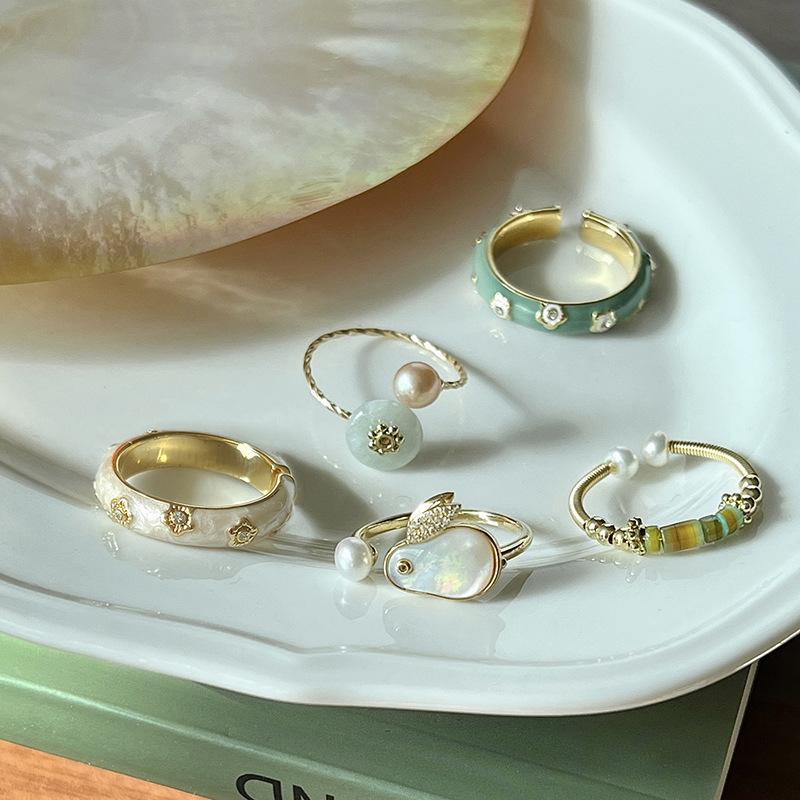 Elegant Inspired Rabbit Pearl Ring For Women Adjustable Copper Fashionable Statement Piece