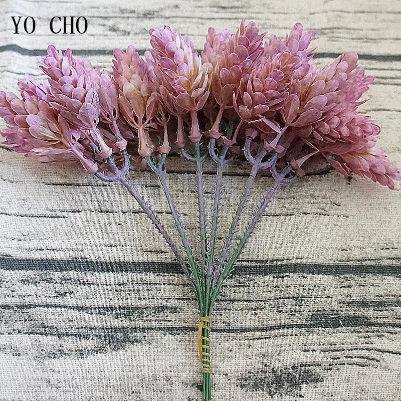 YO CHO Artificial Fake Plant Twigs Succulents Leaves 30 Heads Pineapple Grass Green Plastic Plant DIY Home Garden Wedding Decor